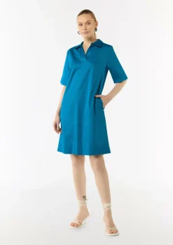Baumwollkleid mit Hemdkragen und Eingrifftaschen
