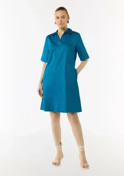 Baumwollkleid mit Hemdkragen und Eingrifftaschen