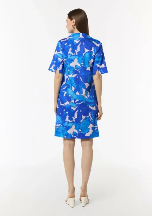 Baumwoll-Kleid mit Hemdkragen und All-over-Print