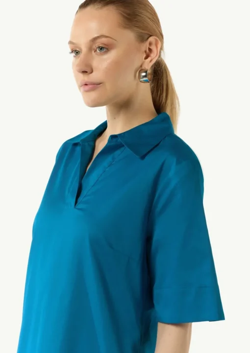 Baumwollkleid mit Hemdkragen und Eingrifftaschen