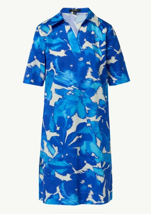Baumwoll-Kleid mit Hemdkragen und All-over-Print