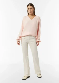 Bluse in Crêpe-Optik mit gerafftem Saum