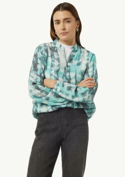 Bluse mit Reißverschluss und Manschetten