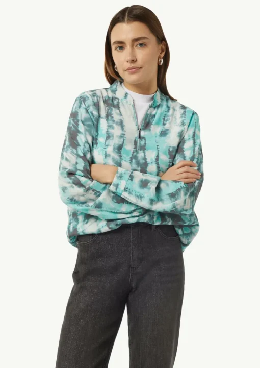 Bluse mit Reißverschluss und Manschetten