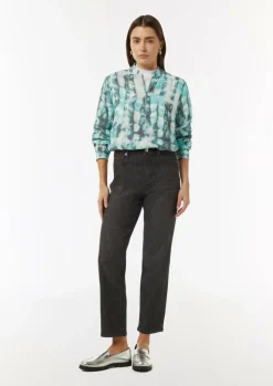 Bluse mit Reißverschluss und Manschetten