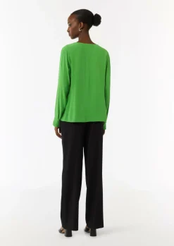 Bluse mit V-Ausschnitt und Satinblende