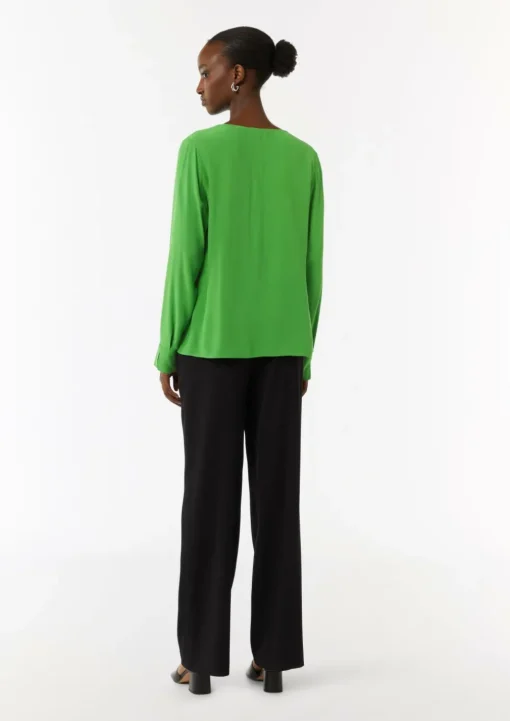 Bluse mit V-Ausschnitt und Satinblende