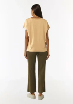Blusenshirt im Fabricmix mit Metallic-Kragen