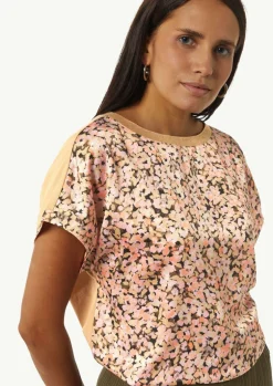 Blusenshirt im Fabricmix mit Metallic-Kragen