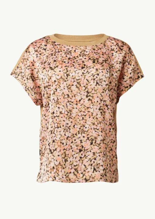 Blusenshirt im Fabricmix mit Metallic-Kragen