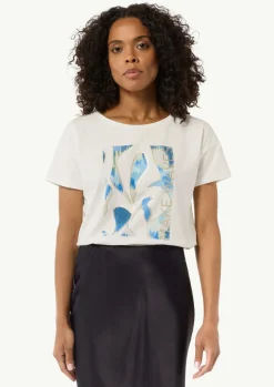Boxy-Shirt aus Baumwollmix mit Artwork-Print