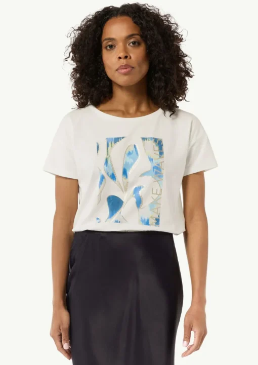 Boxy-Shirt aus Baumwollmix mit Artwork-Print