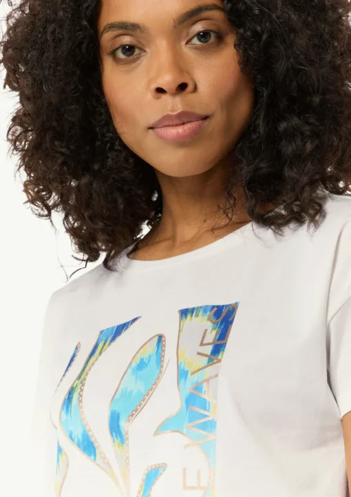 Boxy-Shirt aus Baumwollmix mit Artwork-Print