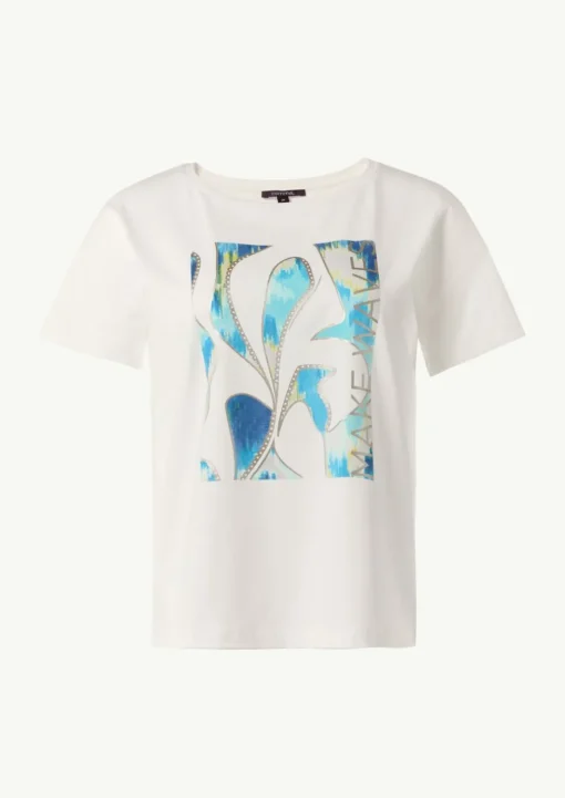 Boxy-Shirt aus Baumwollmix mit Artwork-Print