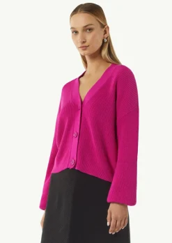 Cardigan mit Rippstruktur und überschnittenen Schultern
