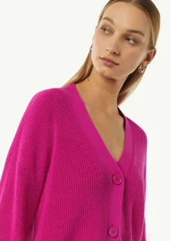 Cardigan mit Rippstruktur und überschnittenen Schultern