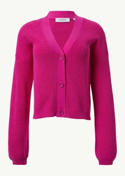 Cardigan mit Rippstruktur und überschnittenen Schultern