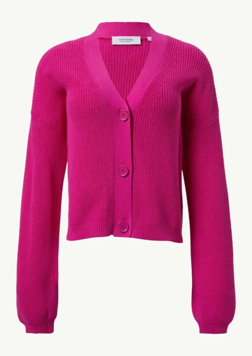 Cardigan mit Rippstruktur und überschnittenen Schultern