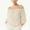 Carmen-Bluse aus Lyocellmix mit elastischem Ausschnitt