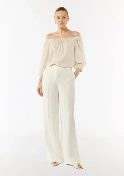 Carmen-Bluse aus Lyocellmix mit elastischem Ausschnitt
