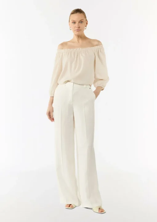 Carmen-Bluse aus Lyocellmix mit elastischem Ausschnitt