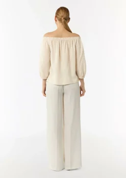 Carmen-Bluse aus Lyocellmix mit elastischem Ausschnitt