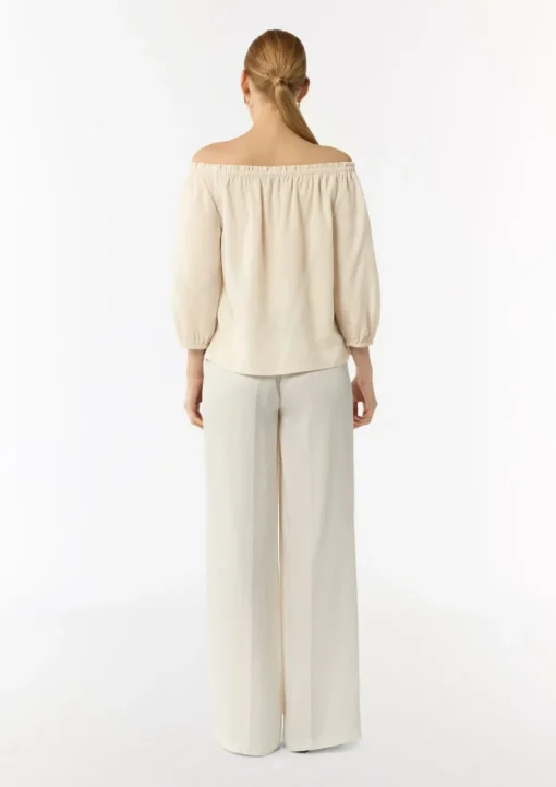 Carmen-Bluse aus Lyocellmix mit elastischem Ausschnitt