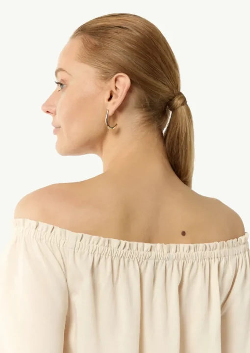 Carmen-Bluse aus Lyocellmix mit elastischem Ausschnitt