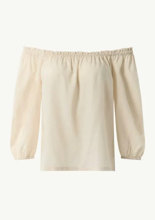 Carmen-Bluse aus Lyocellmix mit elastischem Ausschnitt