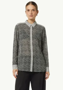 Chiffon-Bluse mit Hemdkragen und Manschetten
