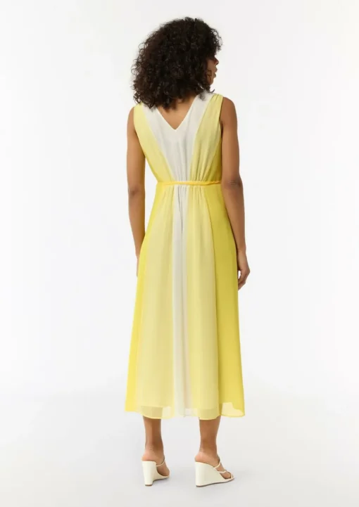 Chiffon-Kleid mit elastischer Taille und Bindeband