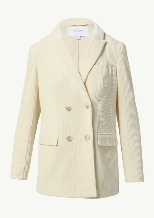 Cord-Blazer mit Logo-Knöpfen