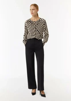 Crêpe-Bluse mit All-over-Print und Faltendetails