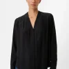Crêpe-Bluse mit Plisseefalte