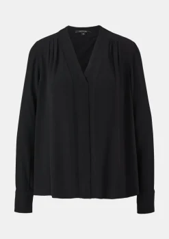 Crêpe-Bluse mit Plisseefalte