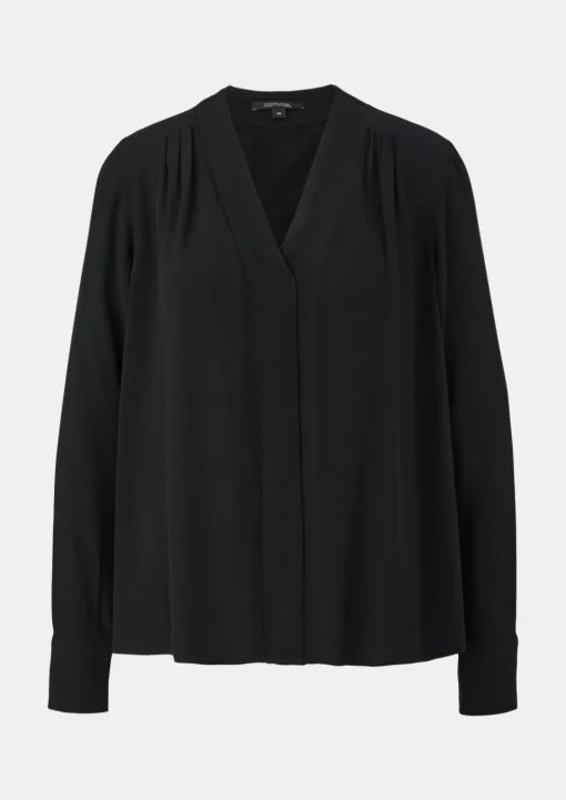 Crêpe-Bluse mit Plisseefalte