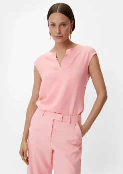 Crêpe-Bluse mit Satin-Detail