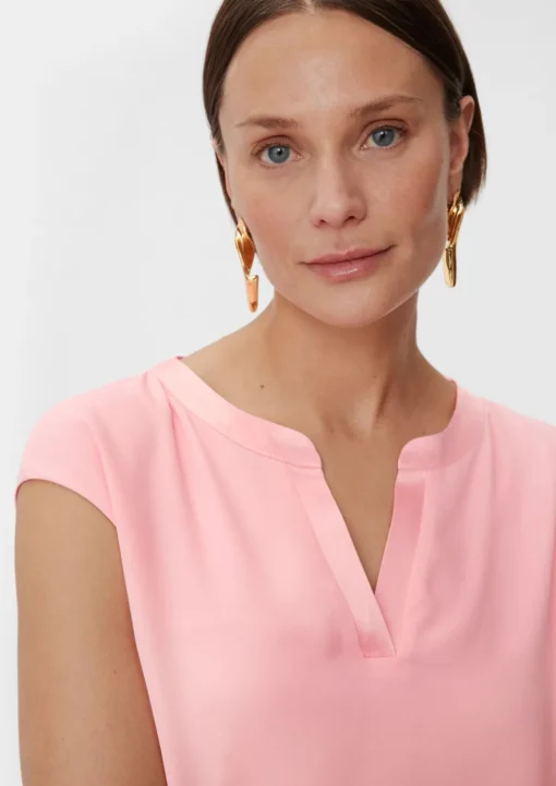 Crêpe-Bluse mit Satin-Detail