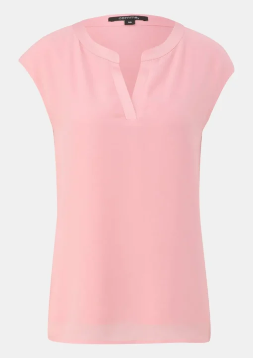 Crêpe-Bluse mit Satin-Detail