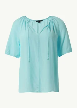 Crêpe-Bluse mit voluminösen Ärmeln und Raffung