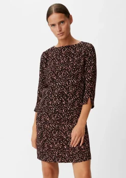 Crêpe-Kleid mit Allover-Print