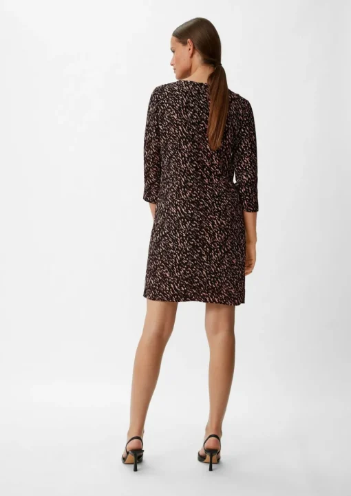 Crêpe-Kleid mit Allover-Print