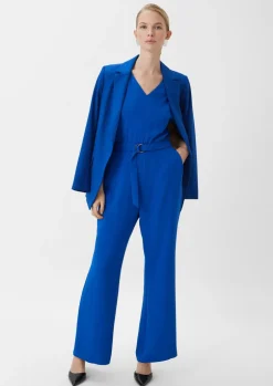 Crêpe-Overall mit ausgestelltem Bein