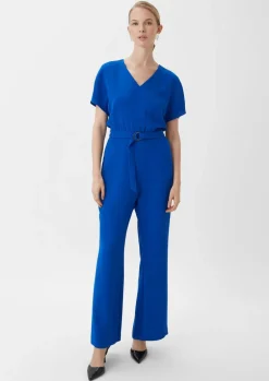Crêpe-Overall mit ausgestelltem Bein