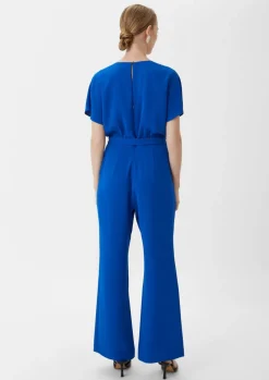 Crêpe-Overall mit ausgestelltem Bein