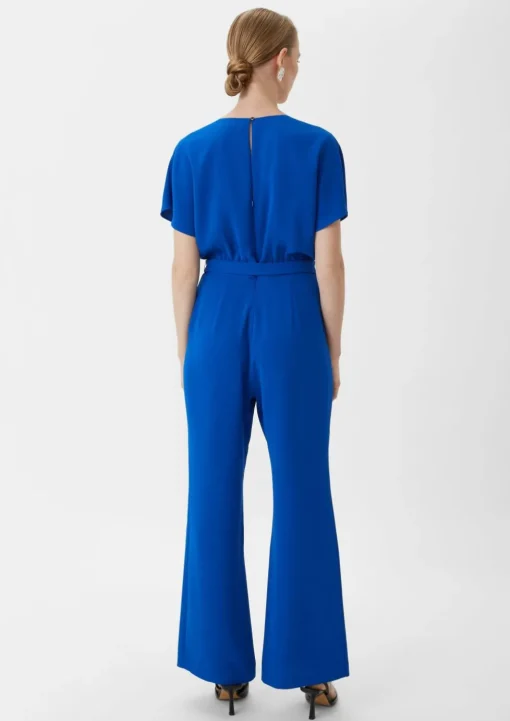 Crêpe-Overall mit ausgestelltem Bein