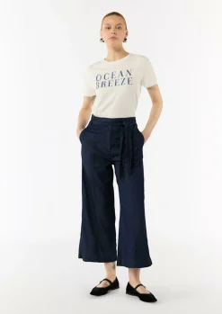 Culotte aus Lyocellmix mit Bindegürtel