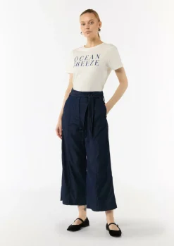 Culotte aus Lyocellmix mit Bindegürtel