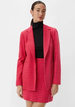 Dobby-Blazer mit Hahnentritt-Muster