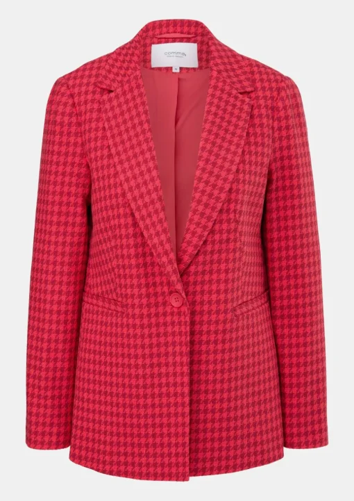 Dobby-Blazer mit Hahnentritt-Muster